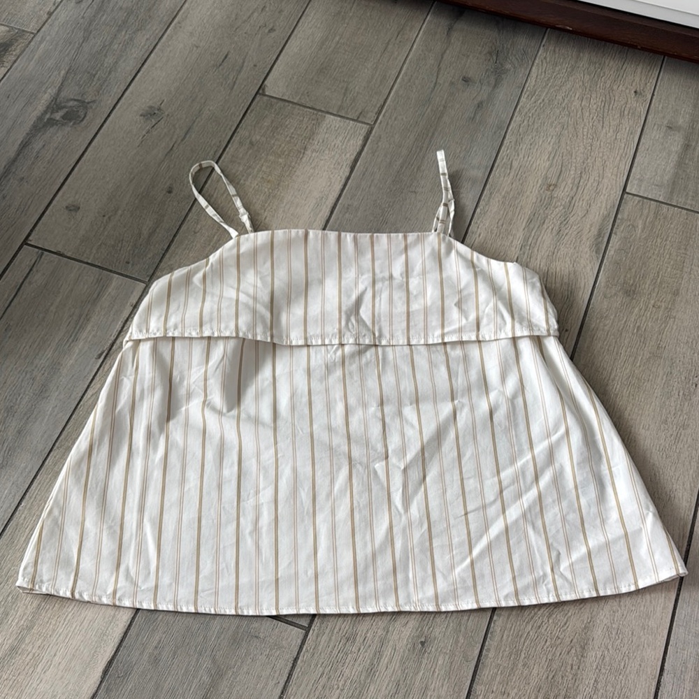 H&M Striped White and Tan Women's Top